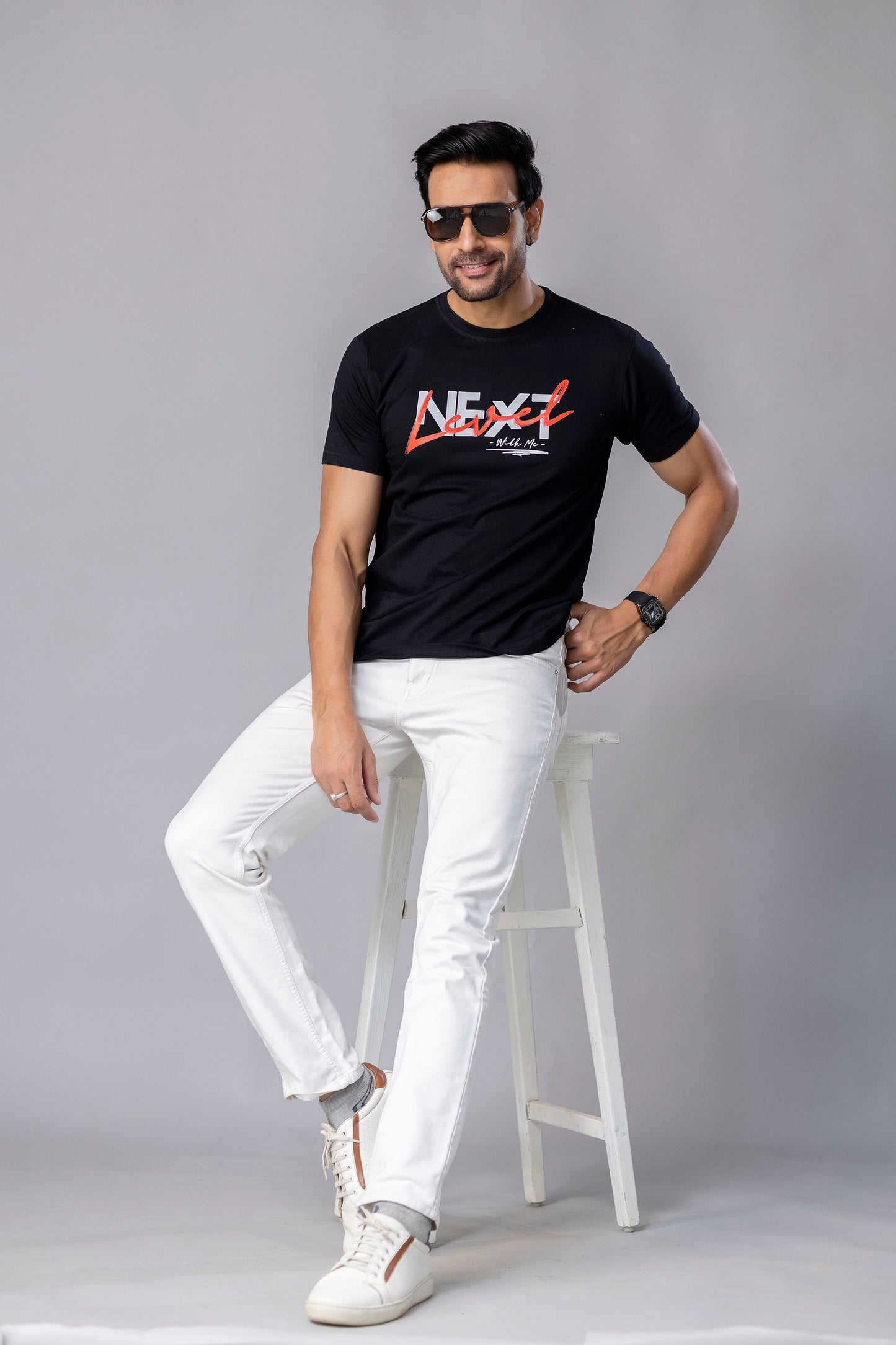 Next Level Black Slim Fit T Shirt