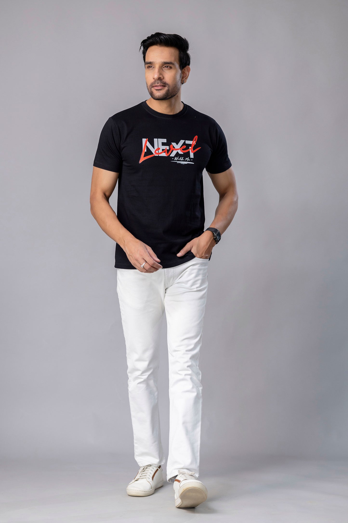 Next Level Black Slim Fit T Shirt