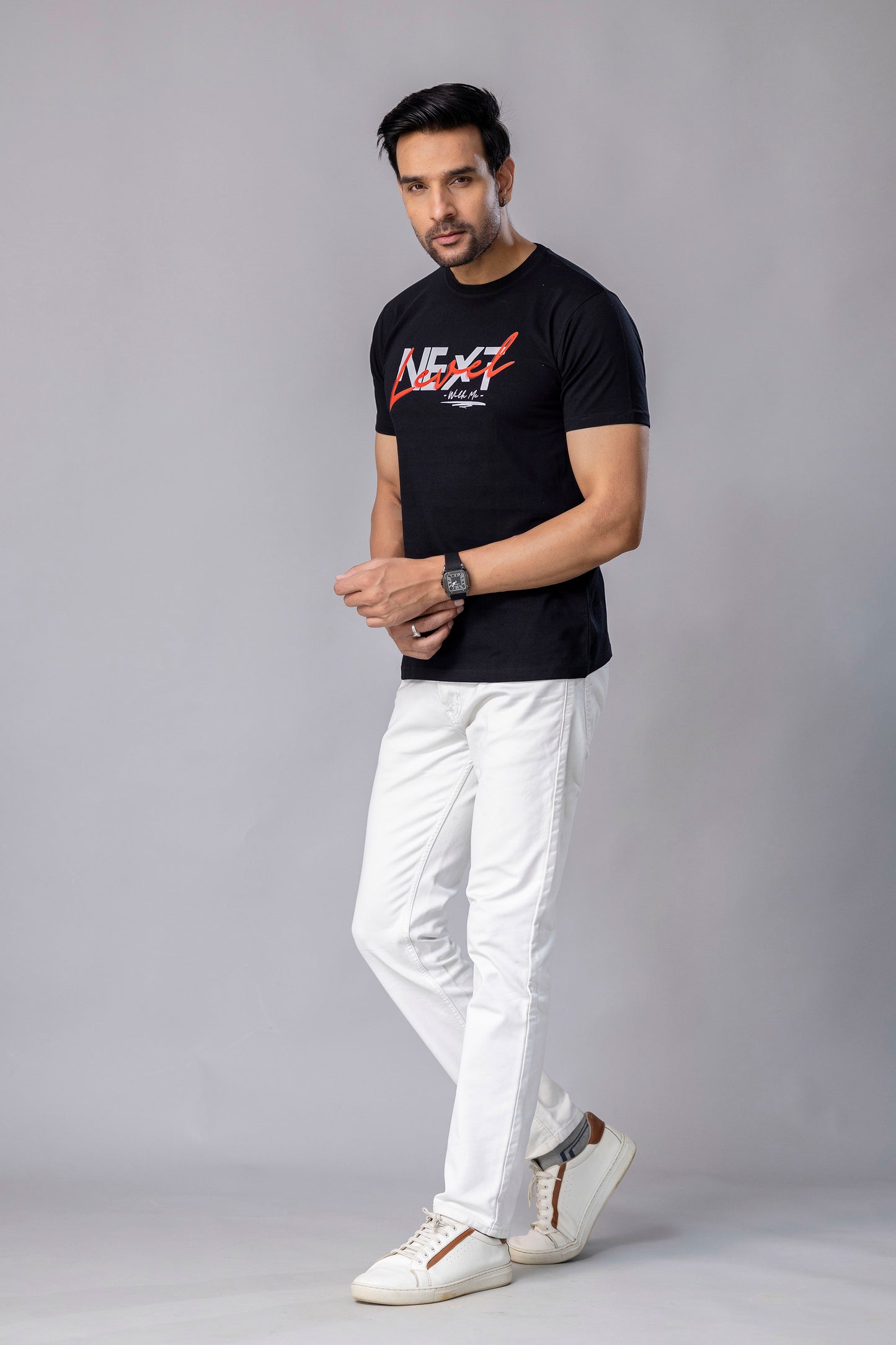 Next Level Black Slim Fit T Shirt