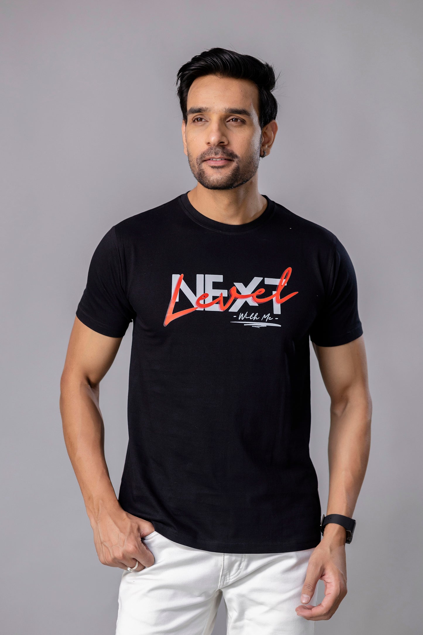Next Level Black Slim Fit T Shirt
