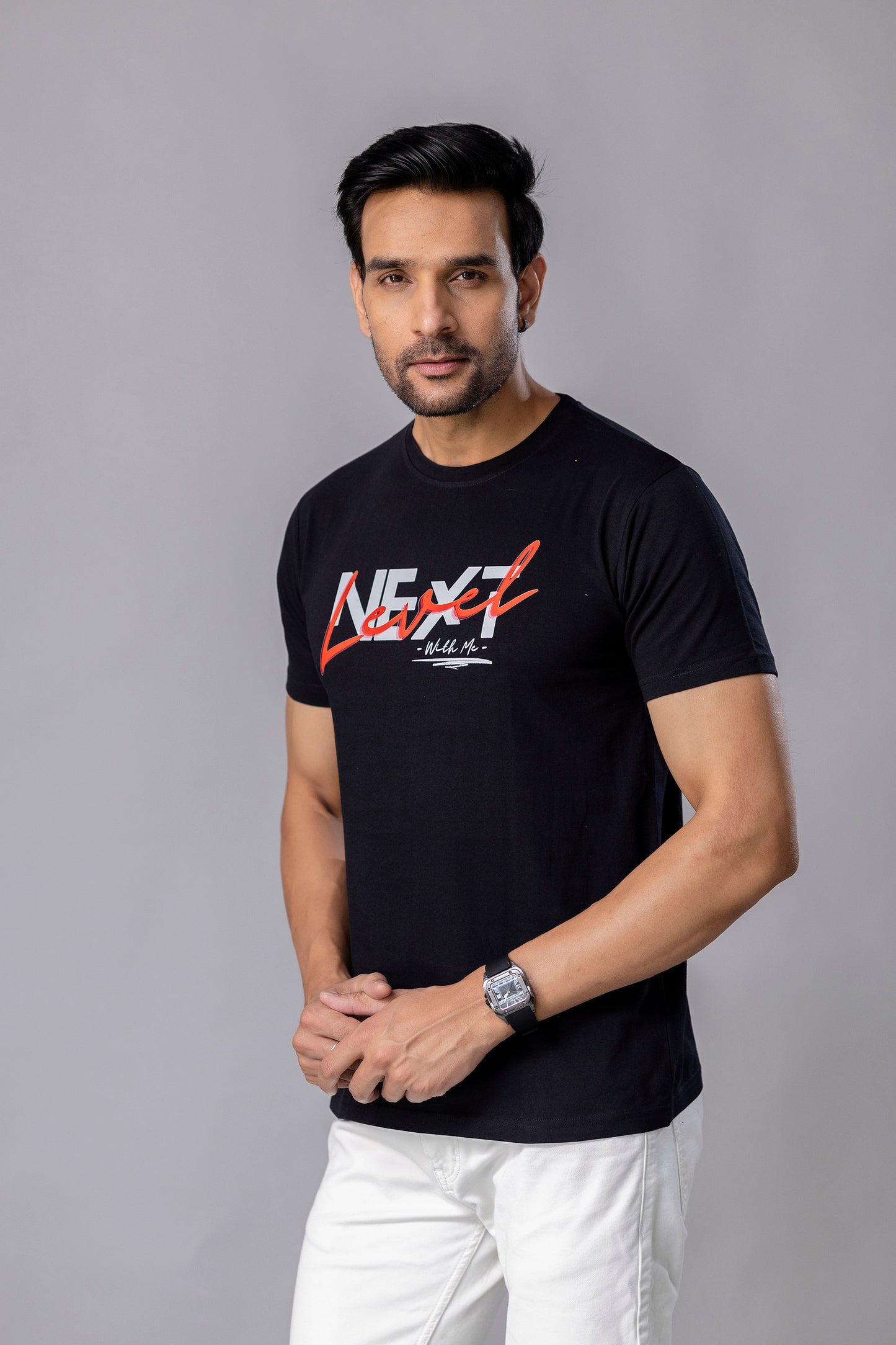 Next Level Black Slim Fit T Shirt