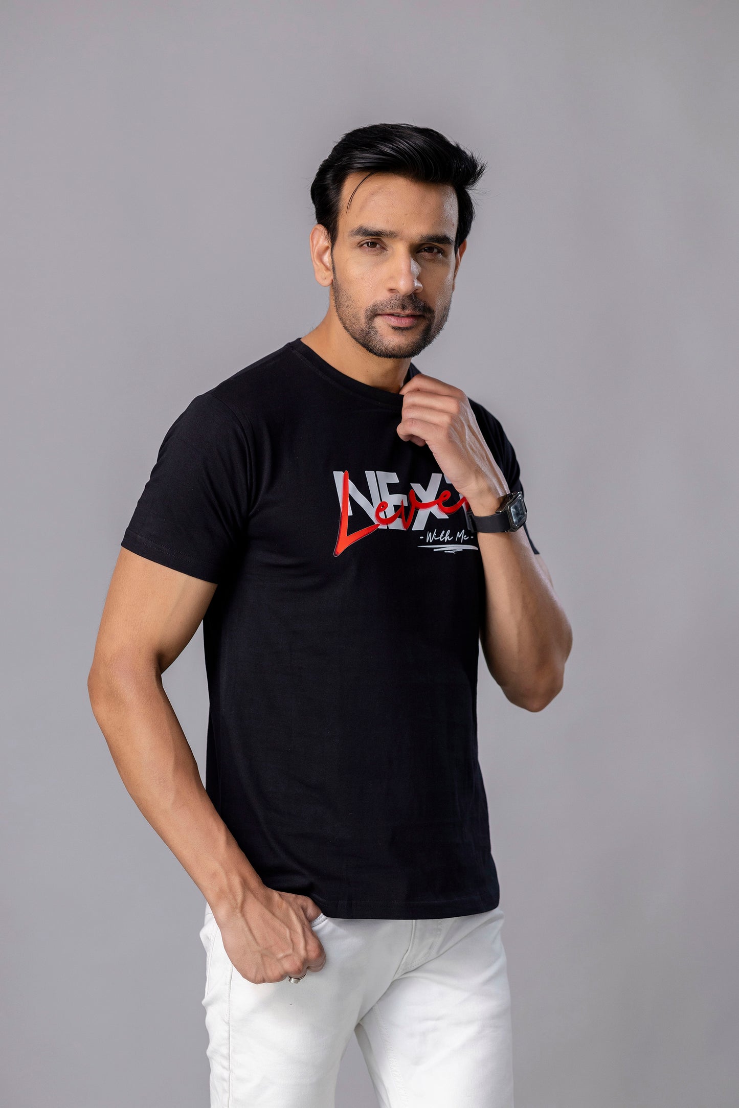 Next Level Black Slim Fit T Shirt