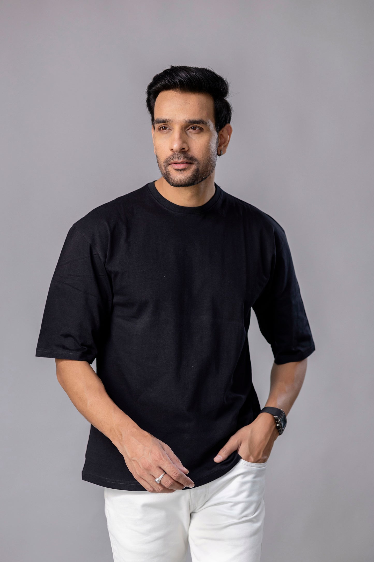 Lion Black OverSize Graphic Printed T Shirt
