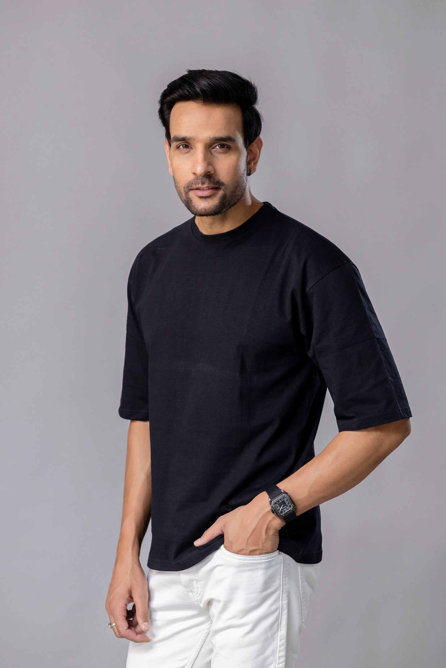 Lion Black OverSize Graphic Printed T Shirt