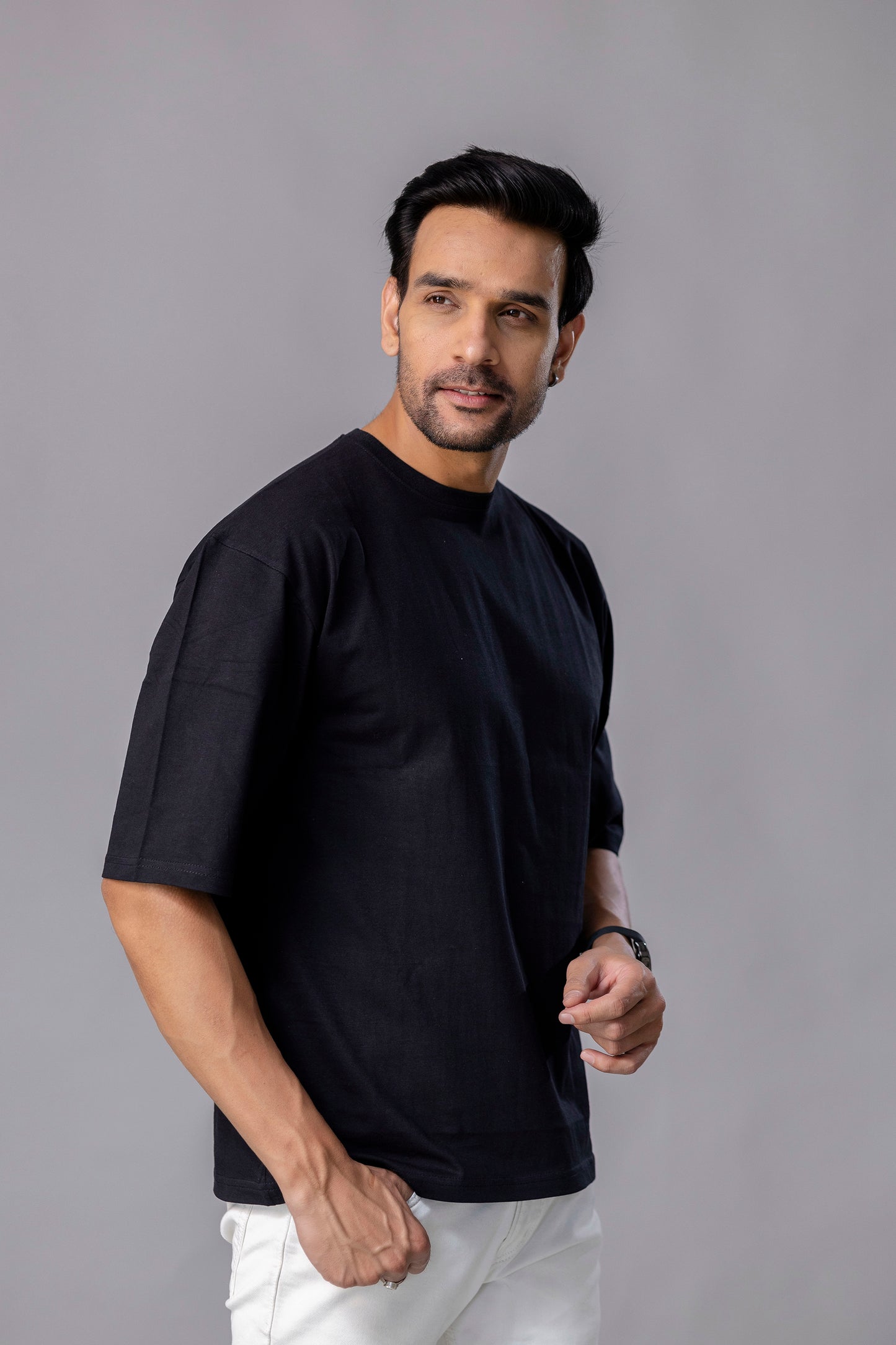 Lion Black OverSize Graphic Printed T Shirt
