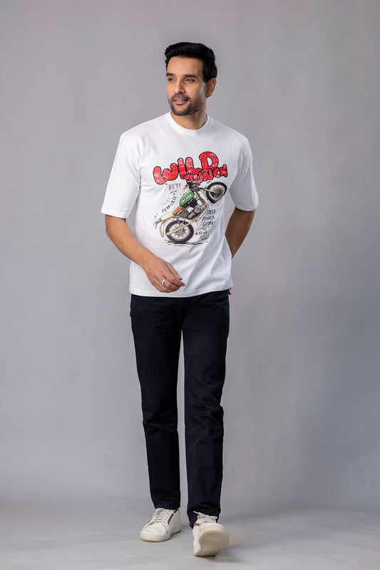 Wild Bunch White Graphic Printed T Shirt