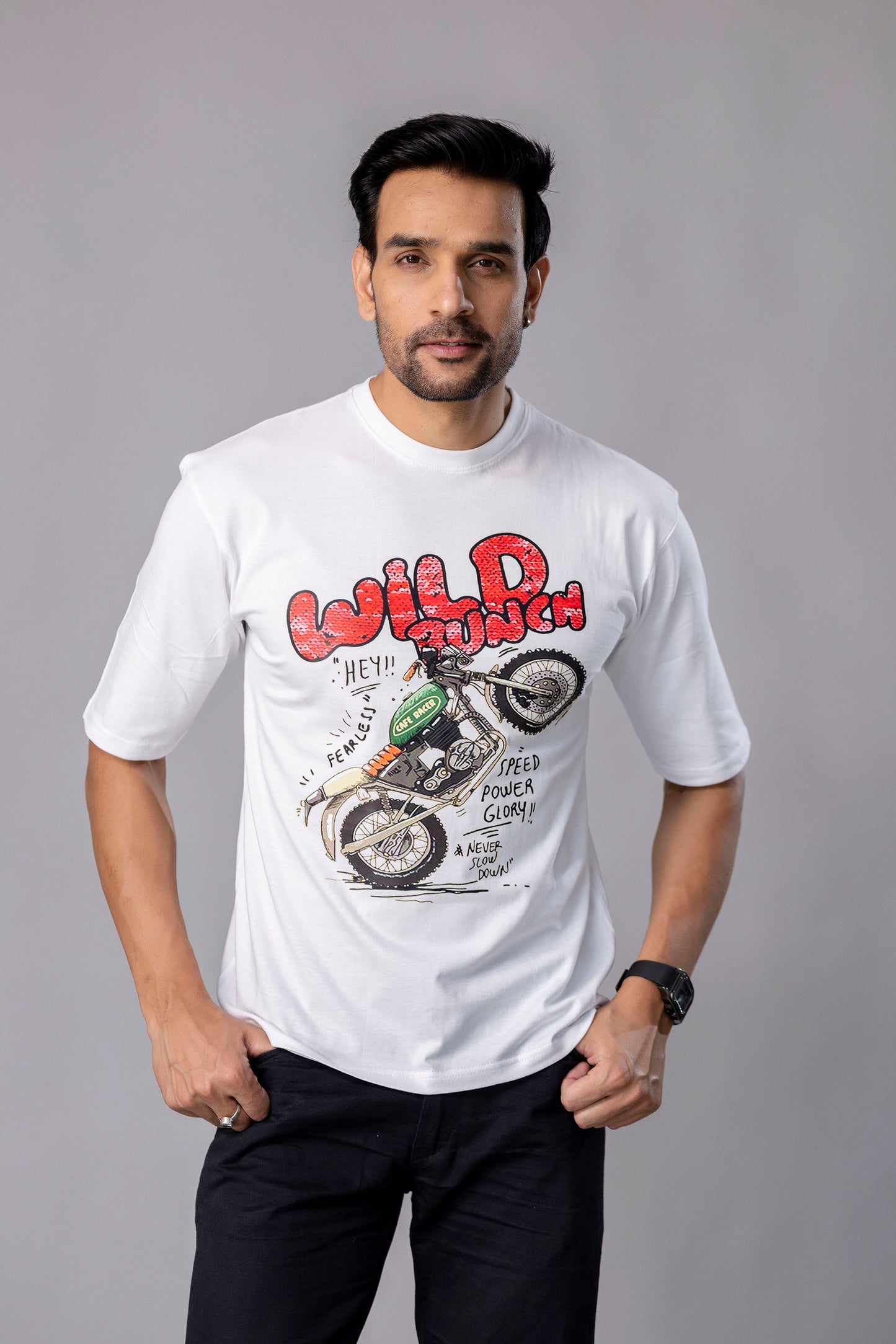 Wild Bunch White Graphic Printed T Shirt