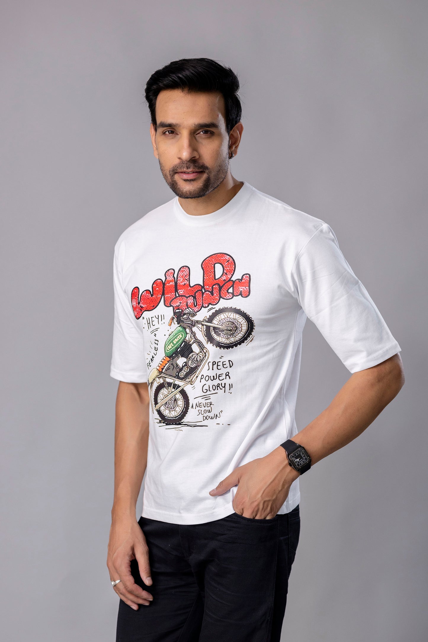 Wild Bunch White Graphic Printed T Shirt
