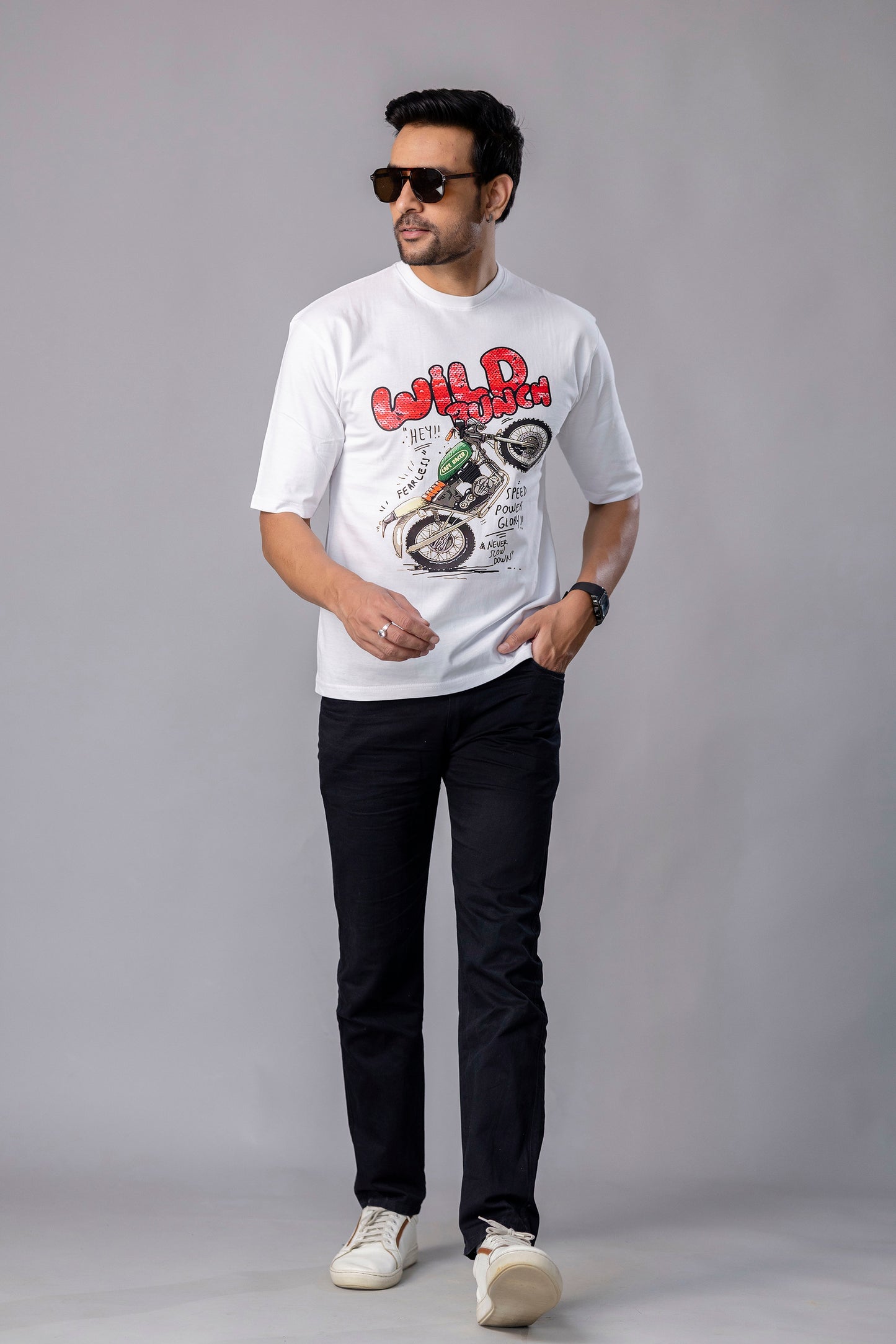 Wild Bunch White Graphic Printed T Shirt