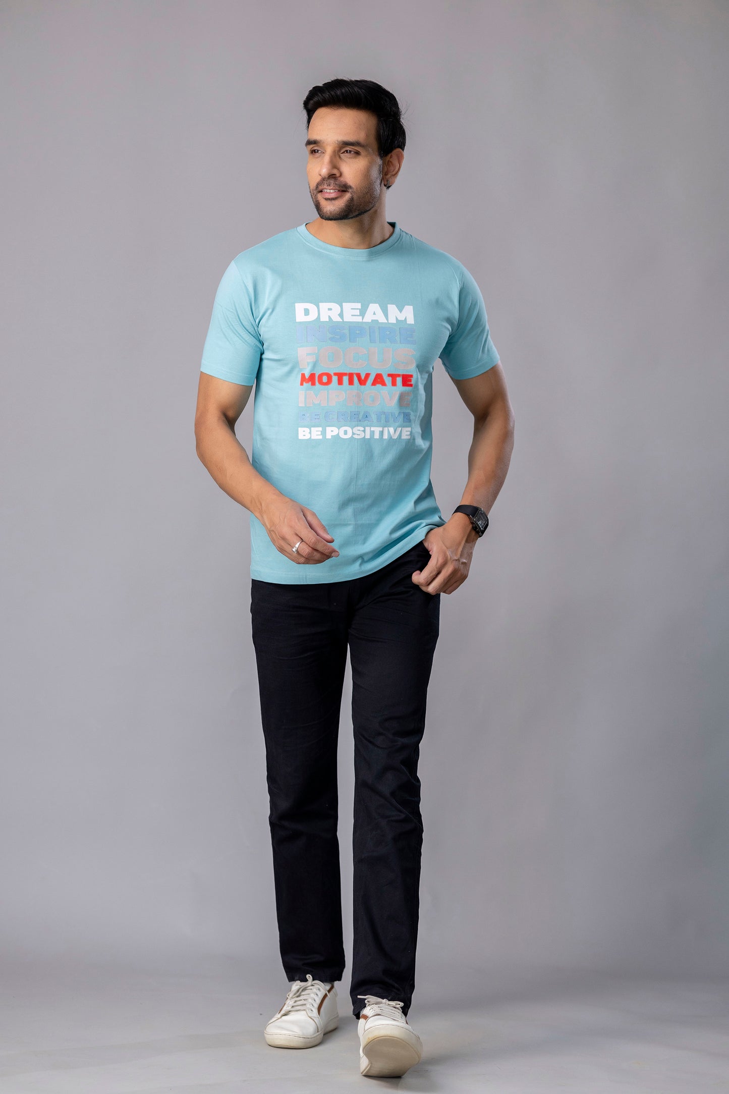 Men’s Motivational Graphic T-Shirt – Sky Blue