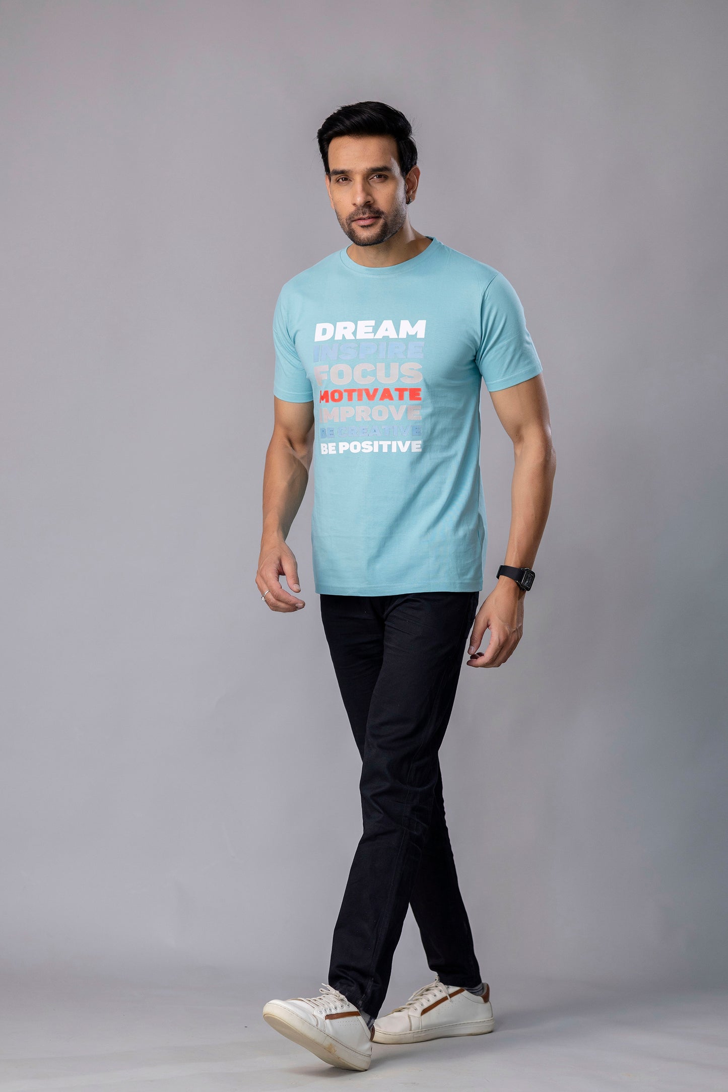 Men’s Motivational Graphic T-Shirt – Sky Blue