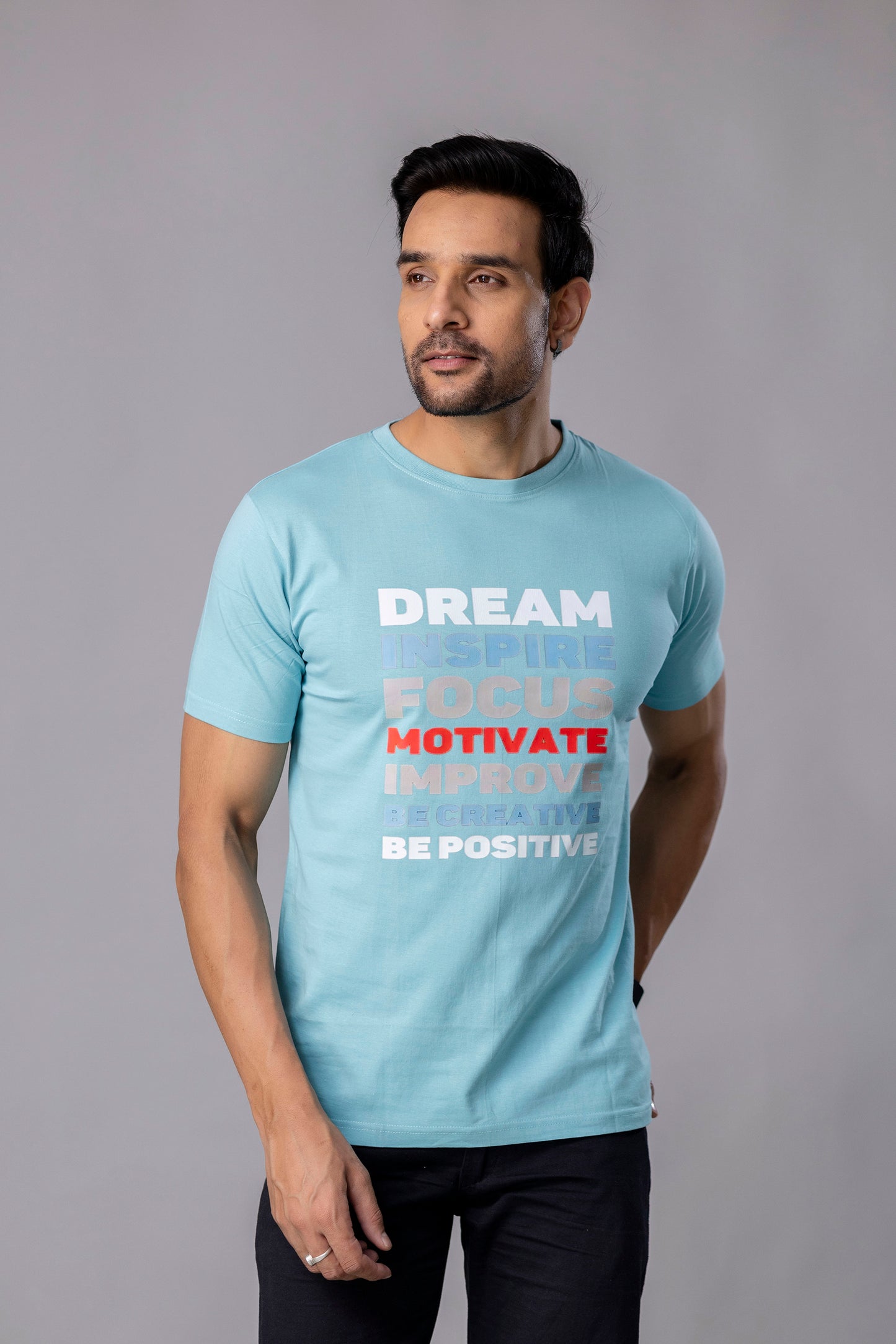 Men’s Motivational Graphic T-Shirt – Sky Blue