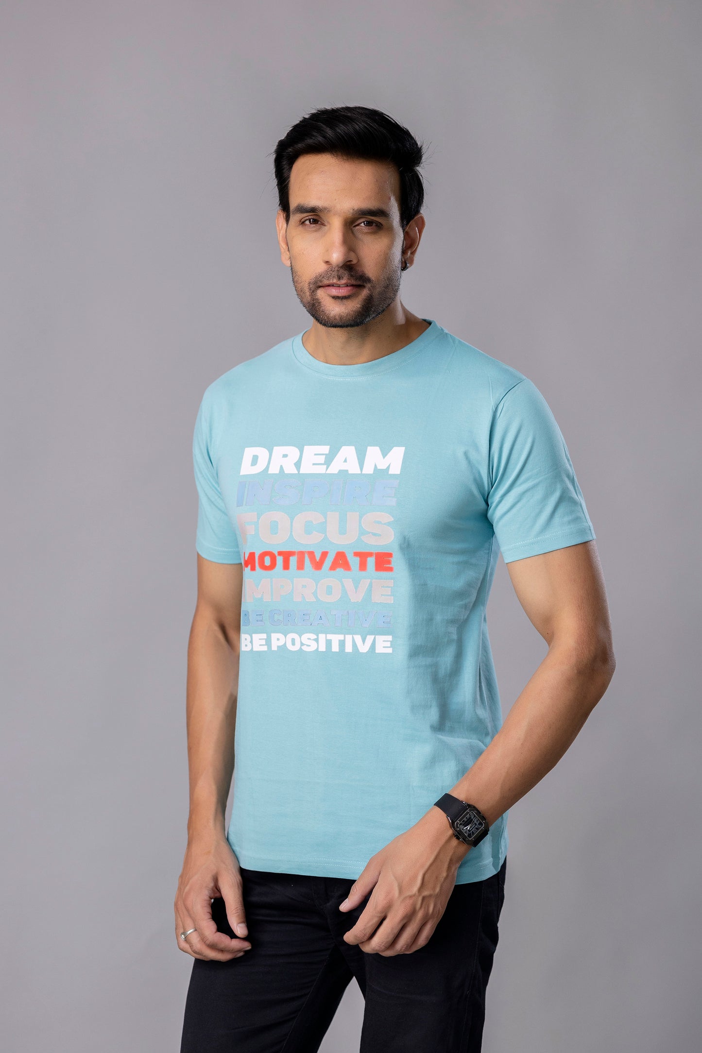 Men’s Motivational Graphic T-Shirt – Sky Blue