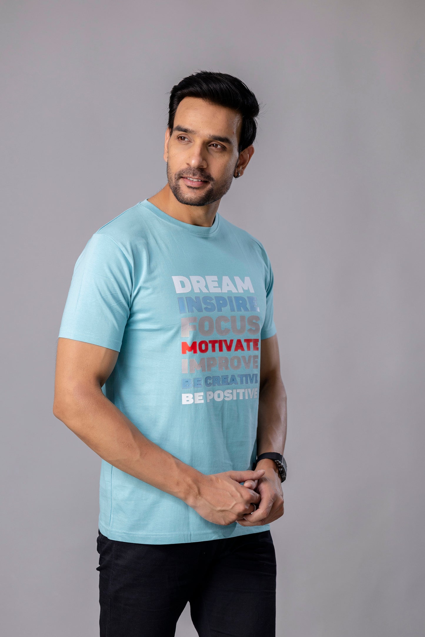 Men’s Motivational Graphic T-Shirt – Sky Blue