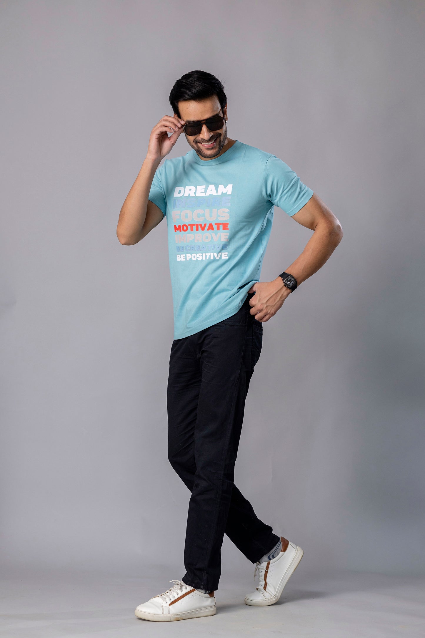 Men’s Motivational Graphic T-Shirt – Sky Blue