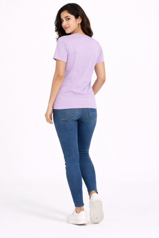 Women’s Lavender Minnie Print Cotton T-Shirt