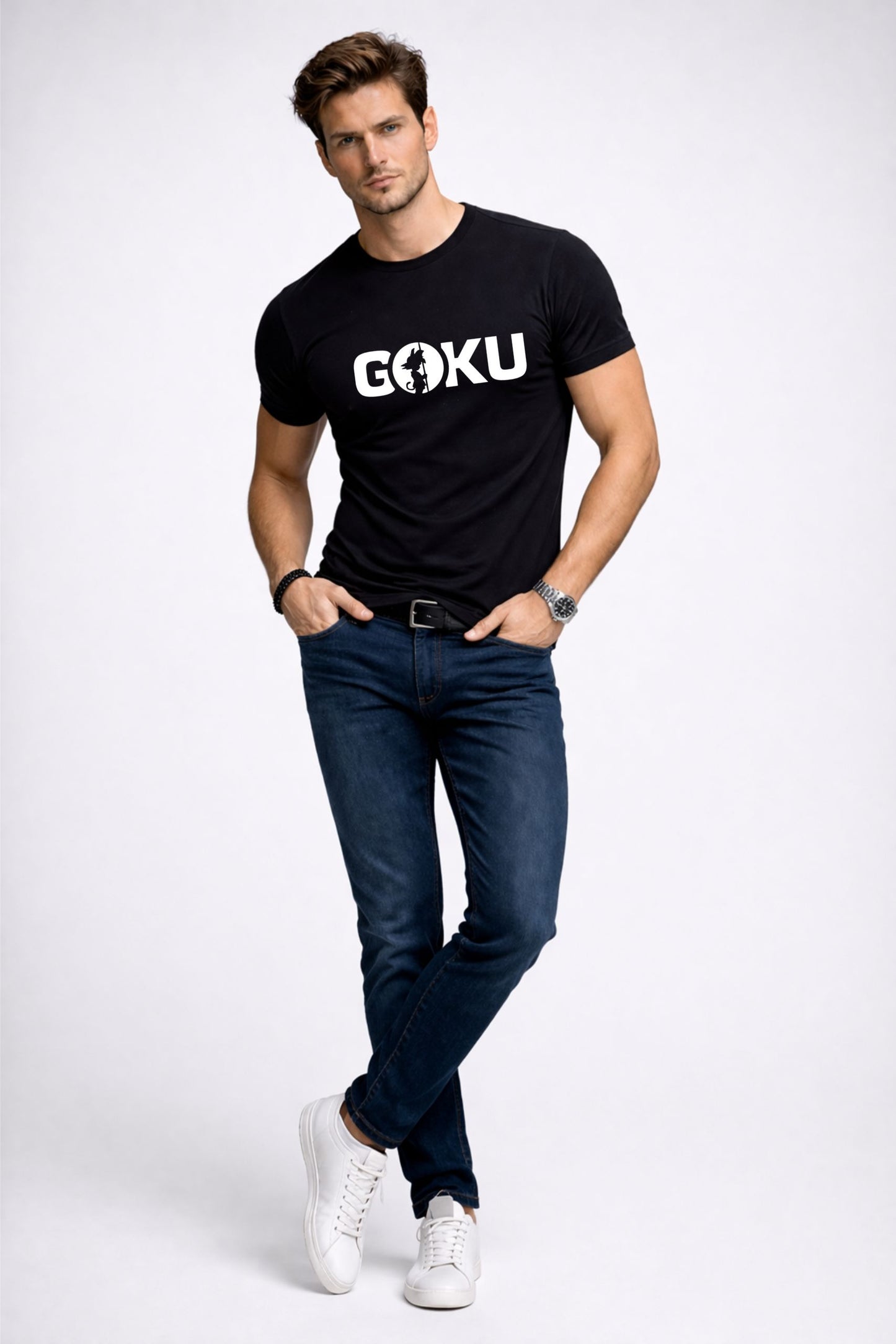 Men’s Black GOKU Printed T-Shirt