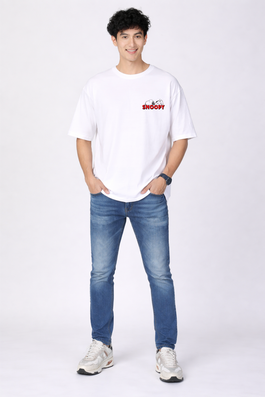 Snoopy Graphic Printed Oversized Cotton T-Shirt for Men