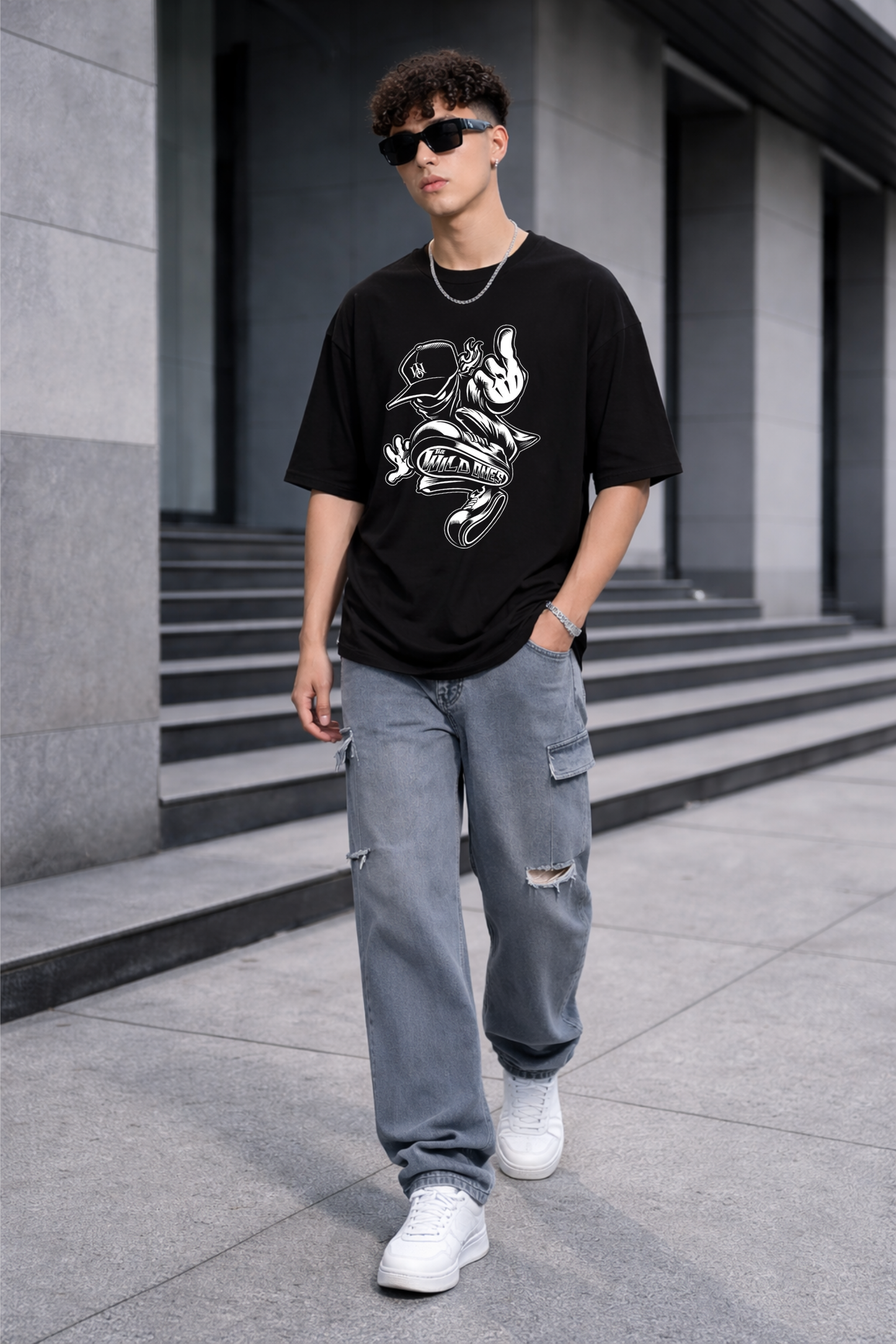 Wild Vibes Oversized Black T-Shirt