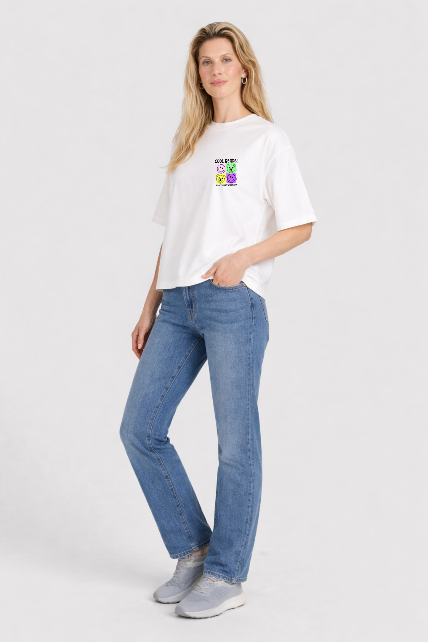 Cool Bears Printed Oversized Cotton T-Shirt for Women