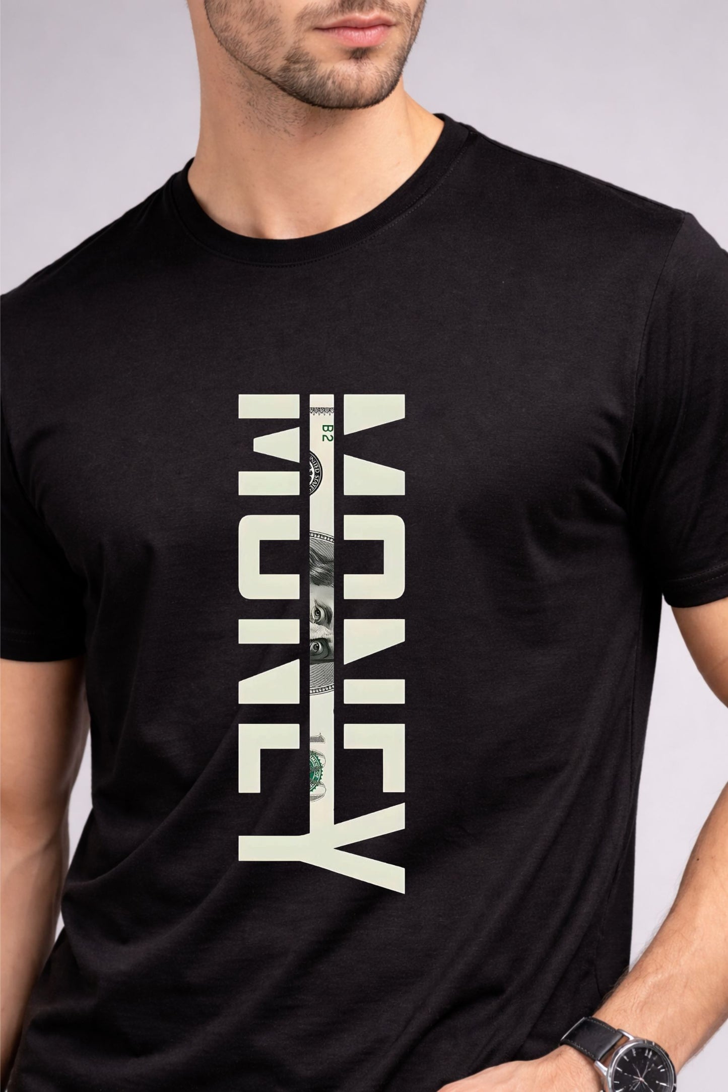 Black Typography Printed Cotton T-Shirt