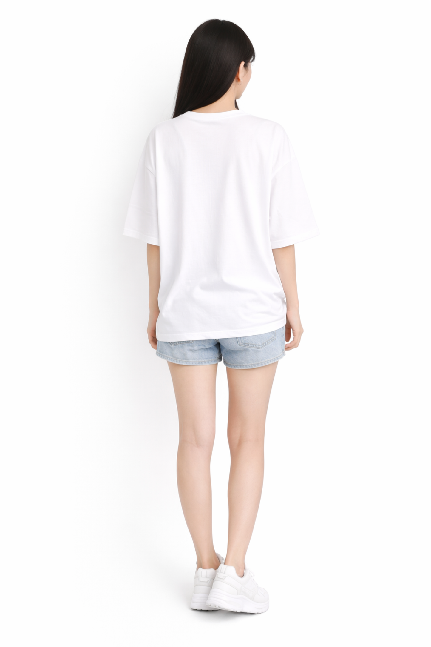 White Oversized Mickey Mouse Print T-Shirt for Women