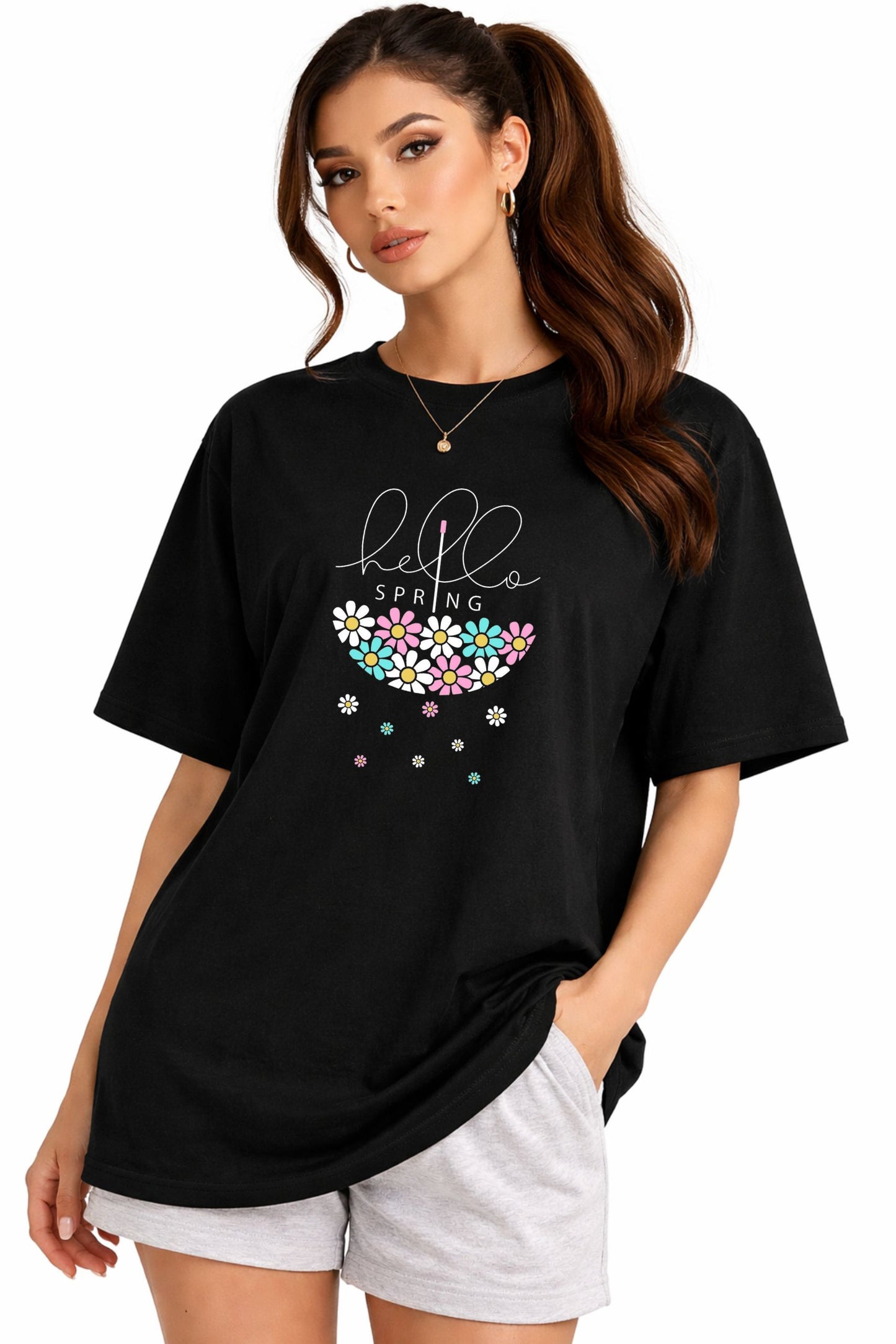 Oversized Black Printed T-Shirt