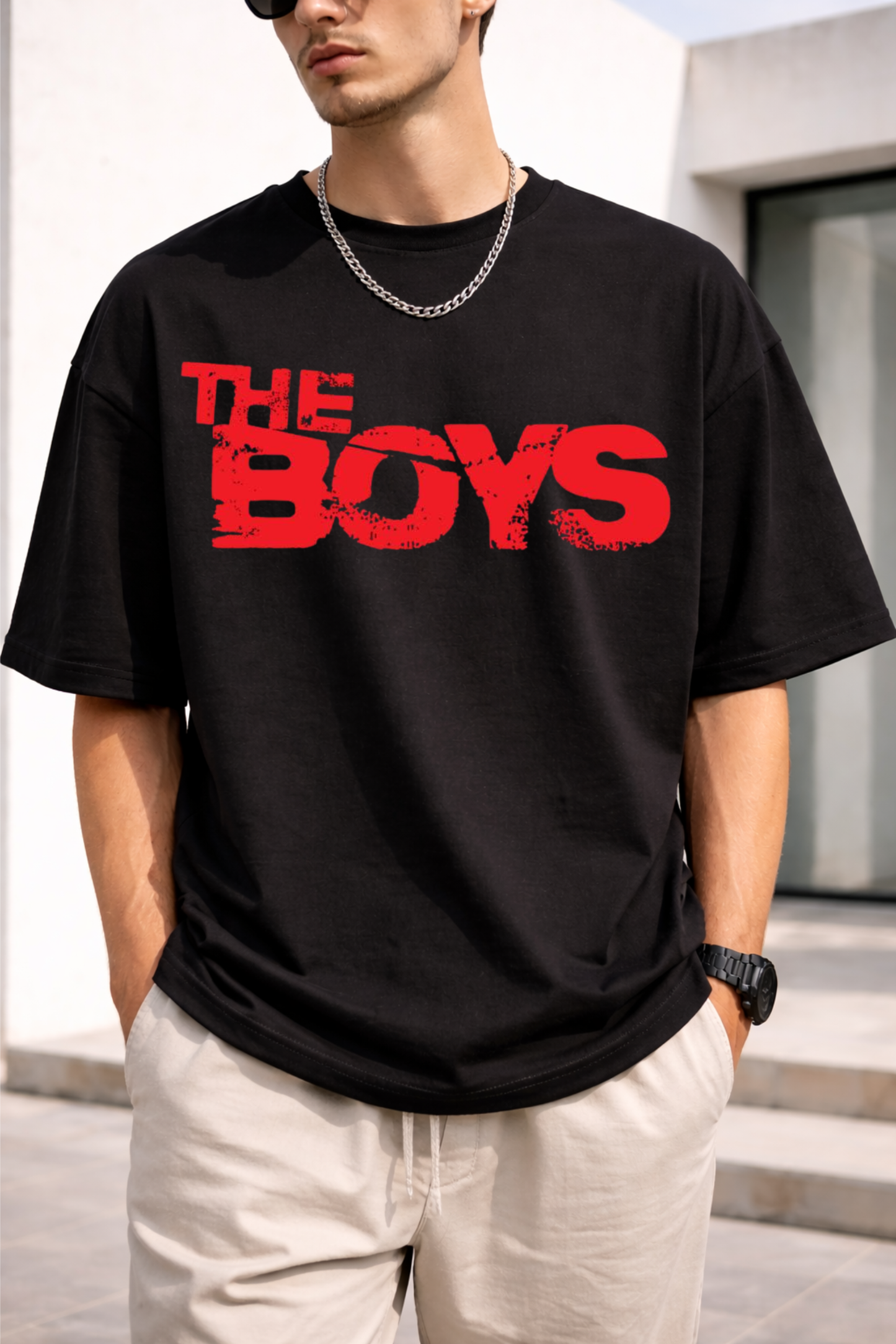 The Boys Oversized Black Graphic T-Shirt