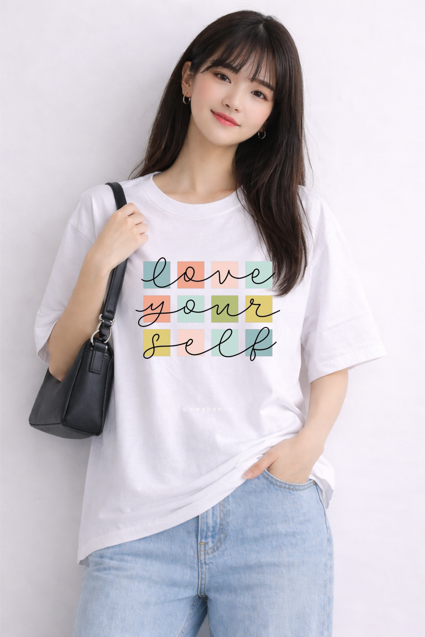 White Oversized T-Shirt for Women – Love Your Self Quote Print
