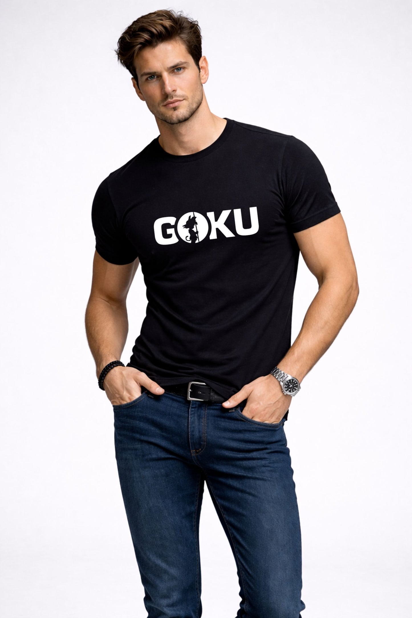 Men’s Black GOKU Printed T-Shirt