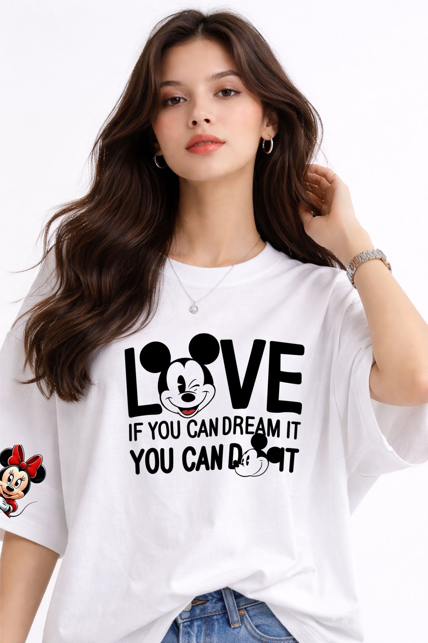 Oversized Disney Love Graphic T-Shirt for Women