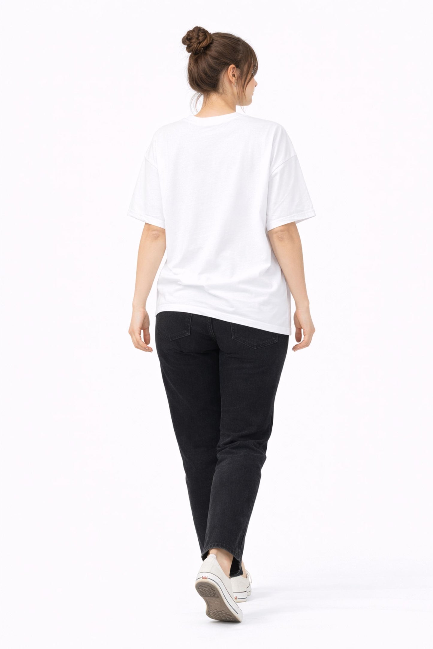 White “Good Vibes Only” Flower Print Oversized T-Shirt