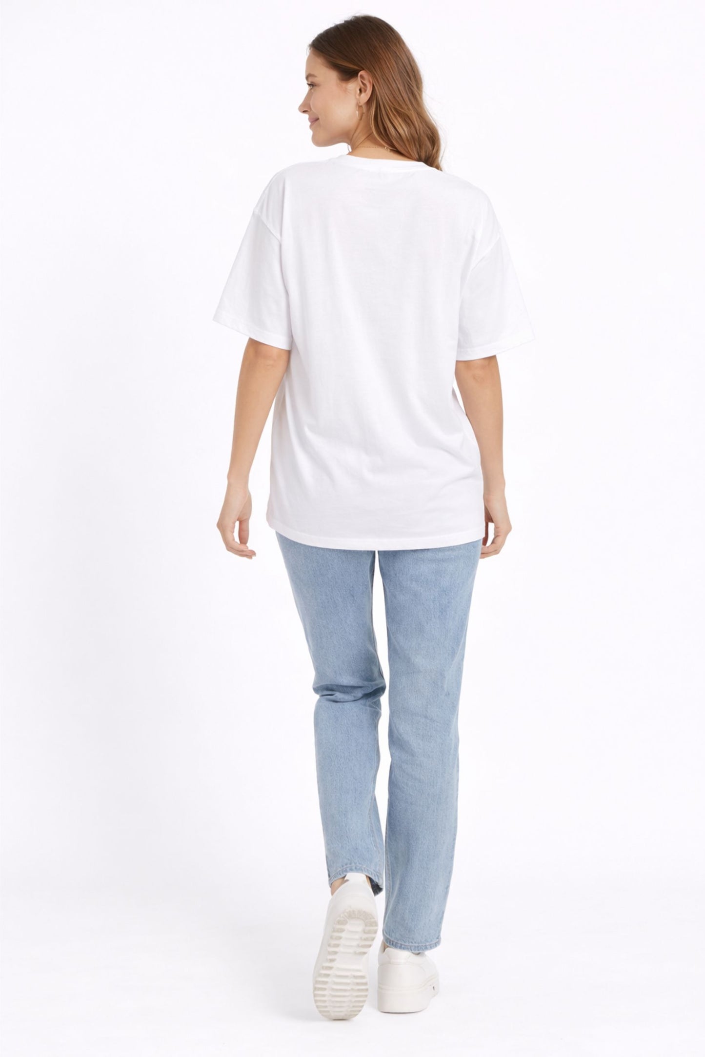 White Smile Printed Oversized T-Shirt