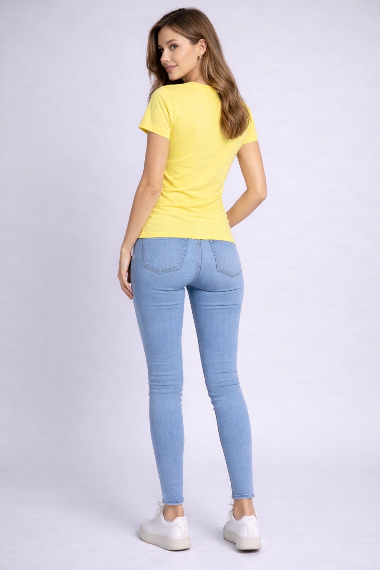 Lemon Yellow Heart Print Regular Fit T-Shirt