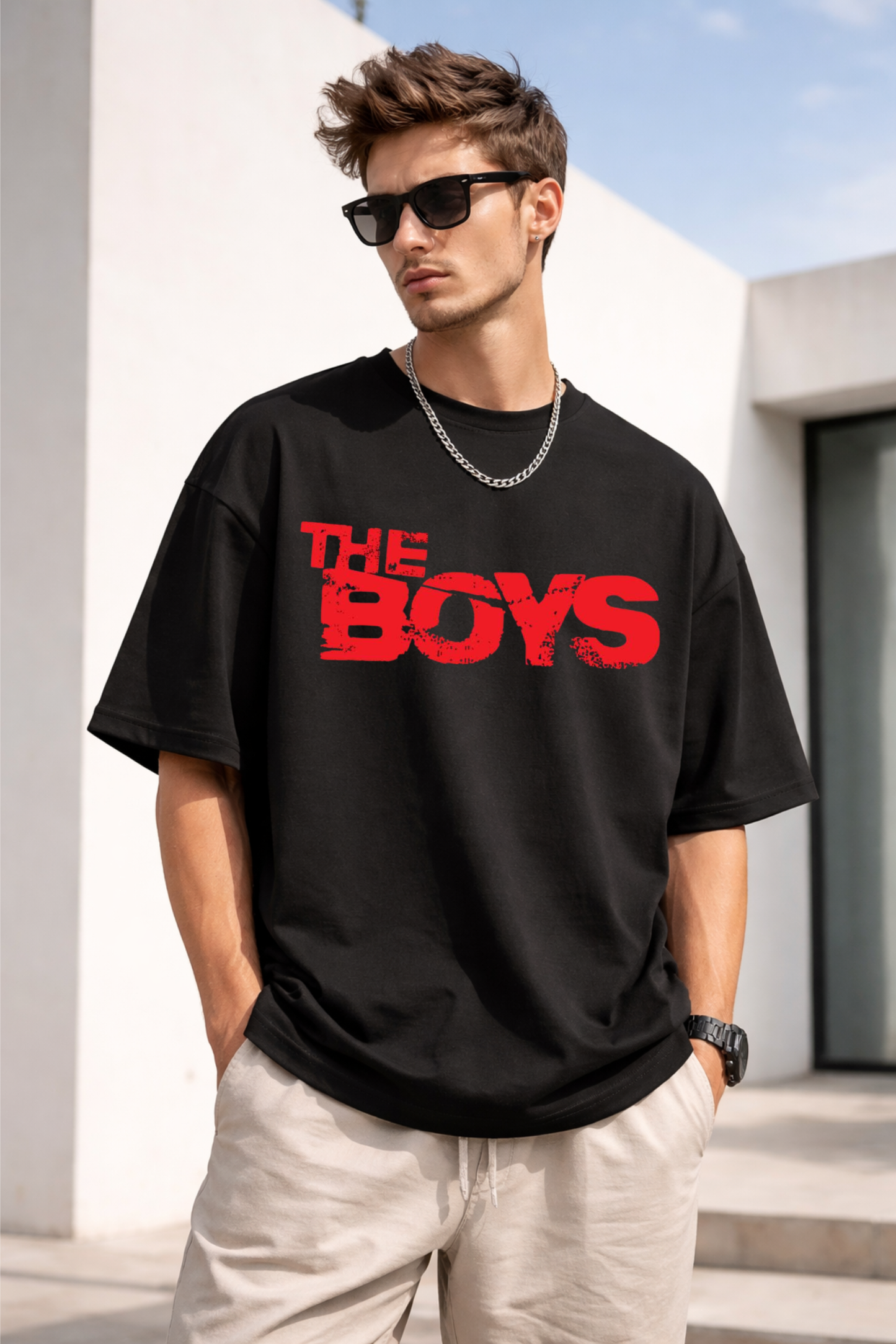 The Boys Oversized Black Graphic T-Shirt