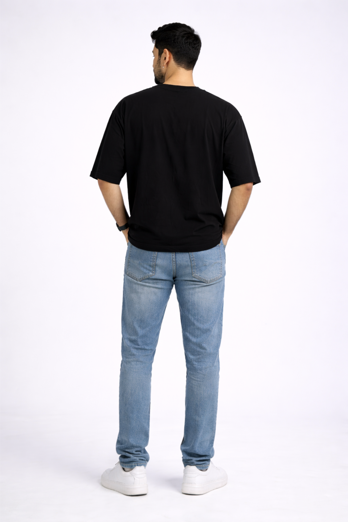 Black Oversize “Nice Try” Flame Graphic Printed T-Shirt for Men