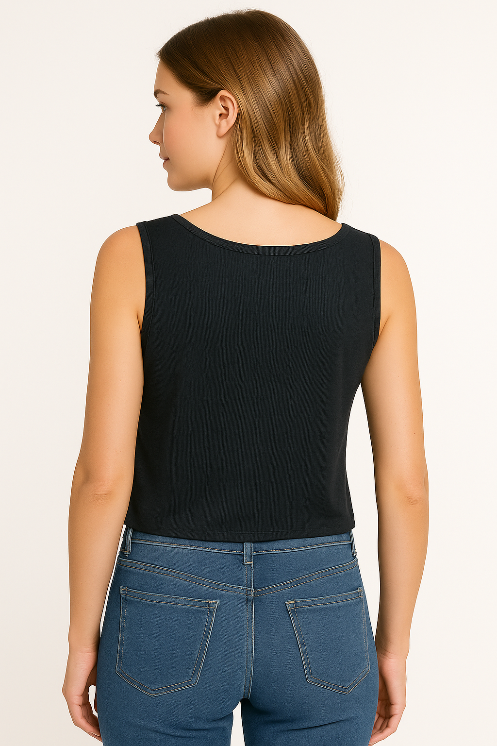 Black Sleeveless Graphic Tank Top