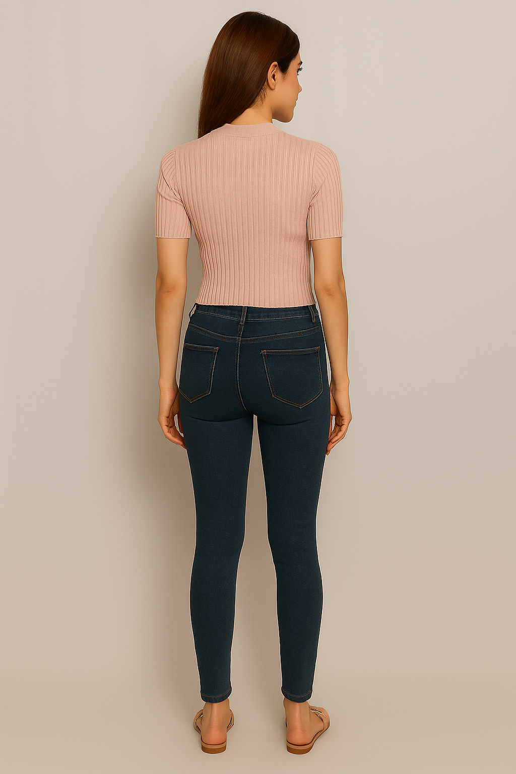 Ribbed Knit Top with Short Sleeves