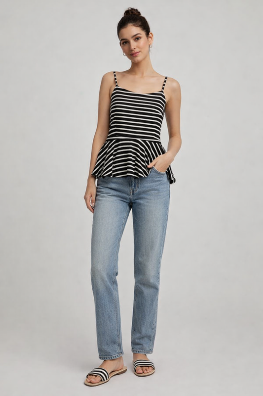 Striped Peplum Camisole Top