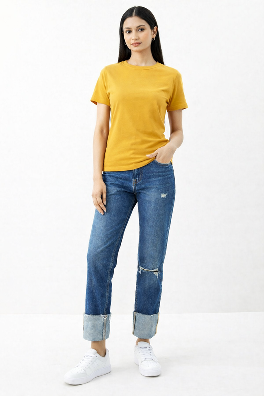 Classic Mustard Yellow Cotton T-Shirt