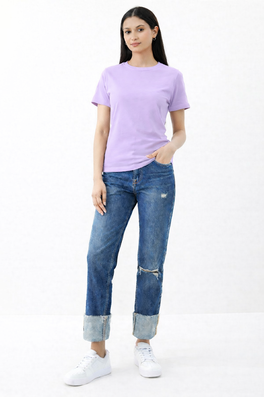 Classic Light Purple Cotton T-Shirt