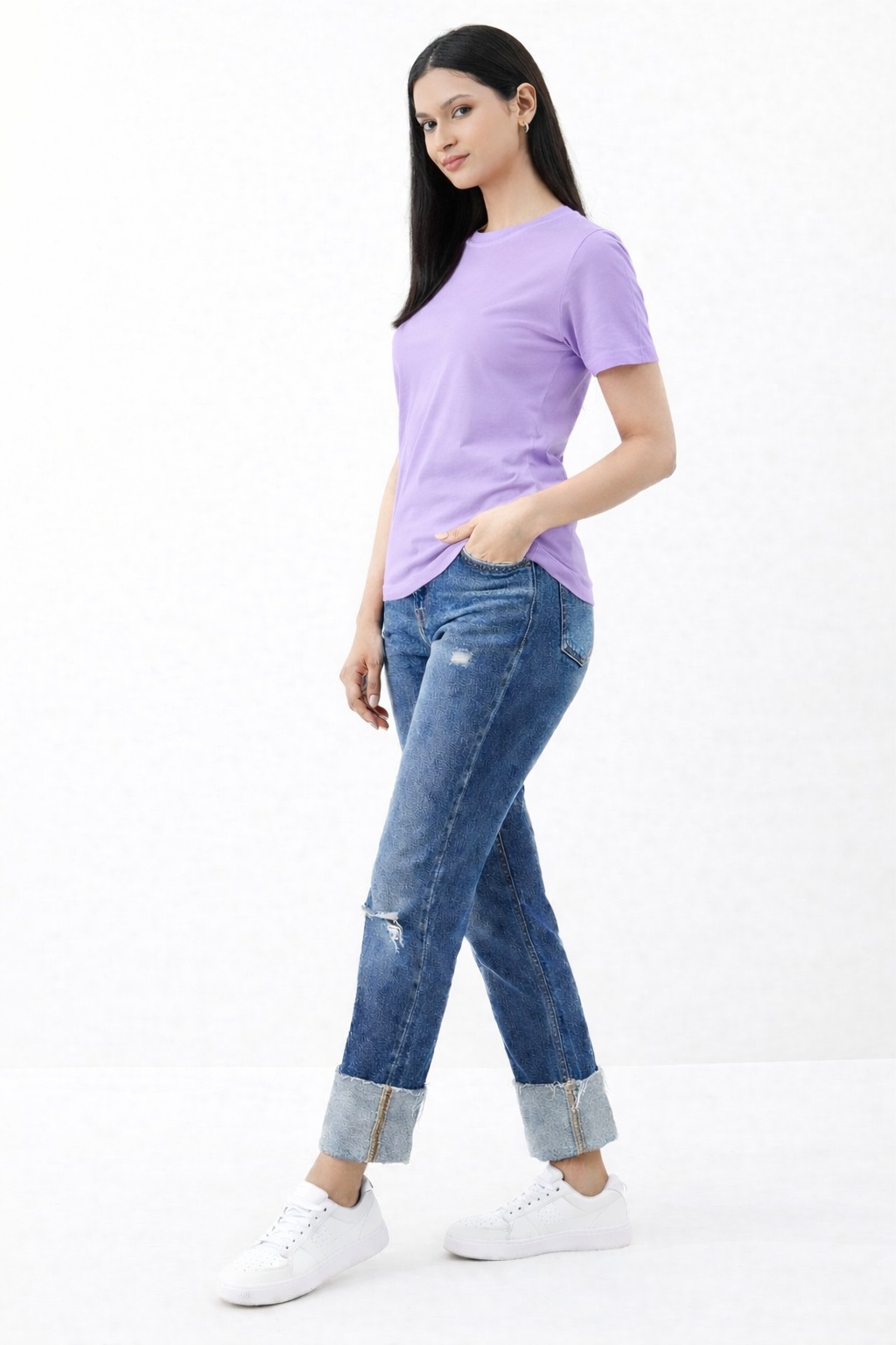 Classic Light Purple Cotton T-Shirt