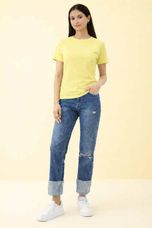 Classic Lemon Yellow Cotton T-Shirt