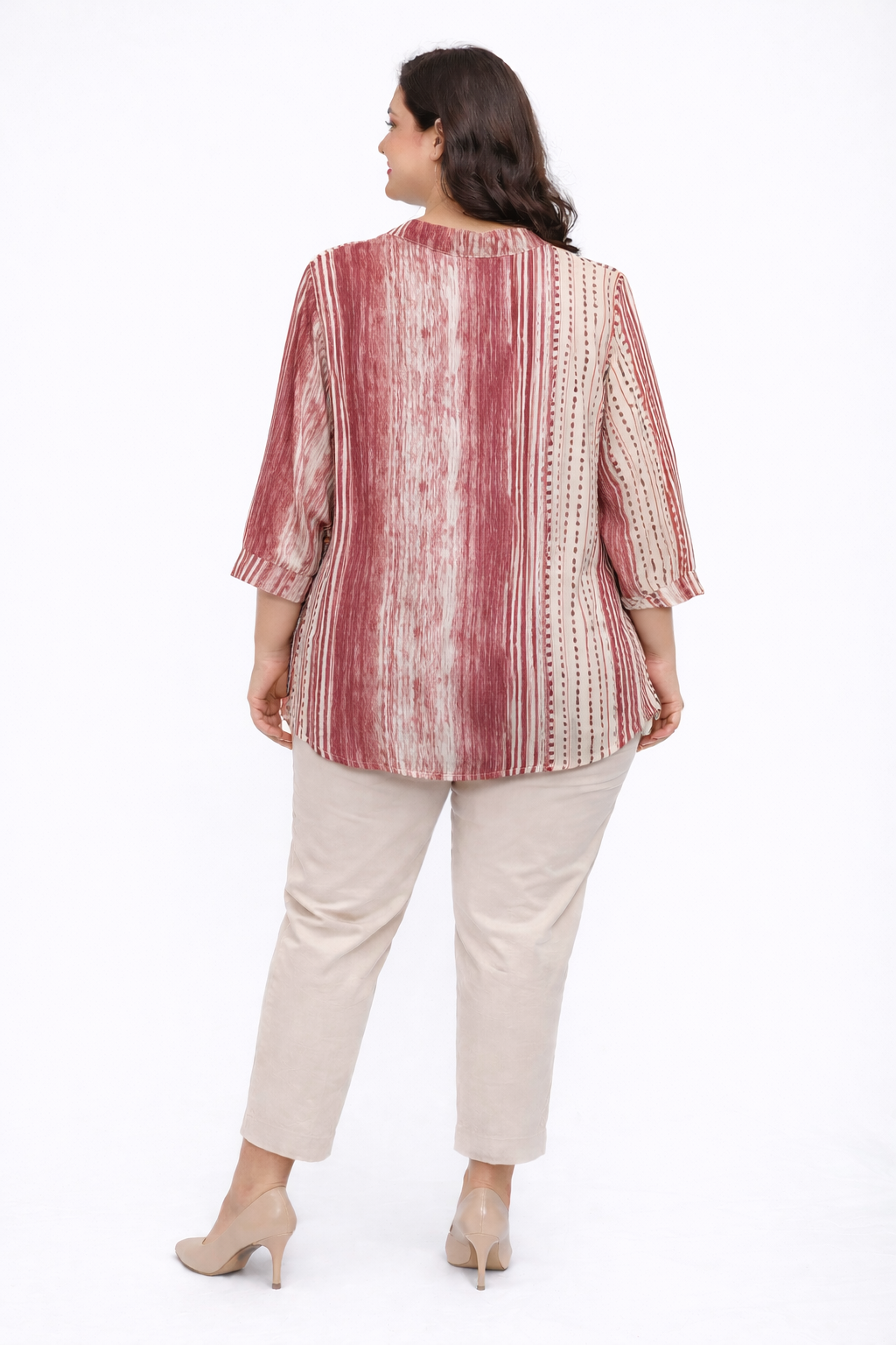 Women’s Printed Top with Mandarin Collar