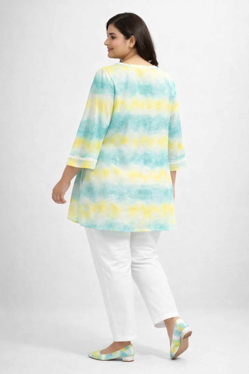 Pastel Tie-Dye Printed Casual Tunic Top
