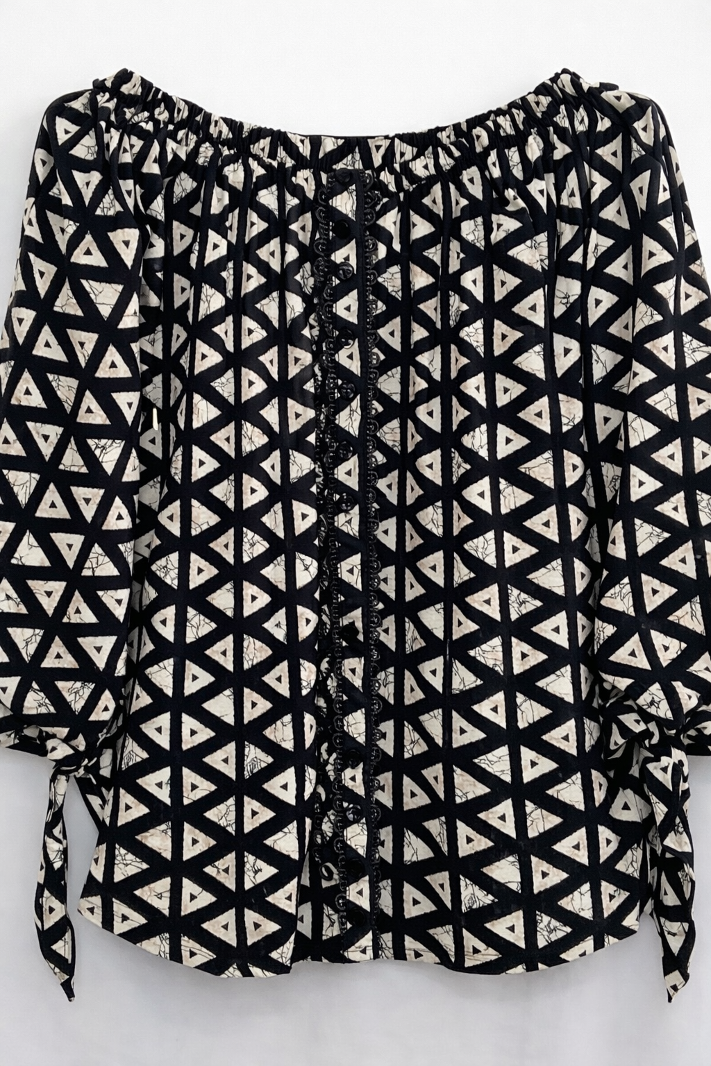 Women’s Black & White Printed Off-Shoulder Top