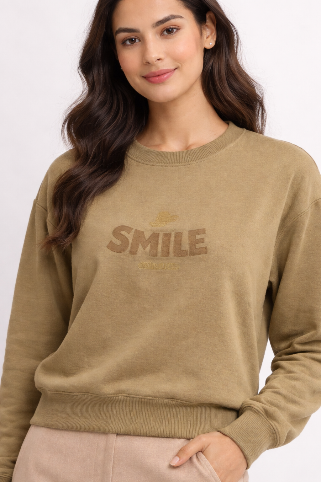 Beige Crew Neck Sweatshirt
