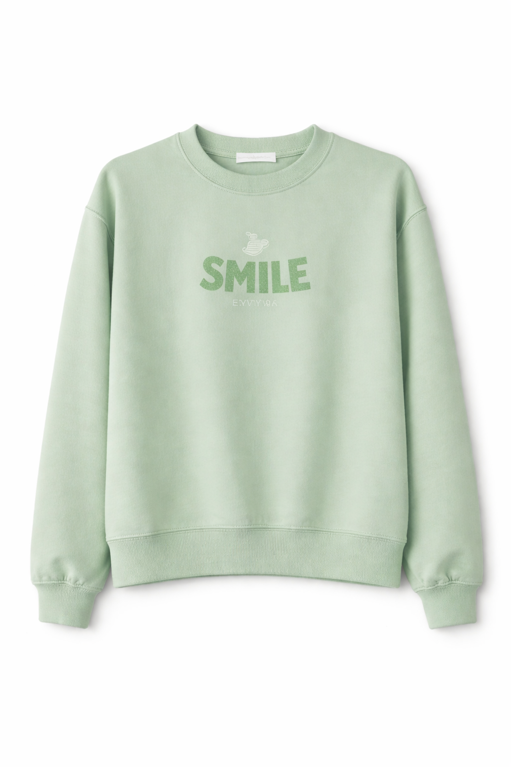 Mint Green Printed Crew Neck Sweatshirt