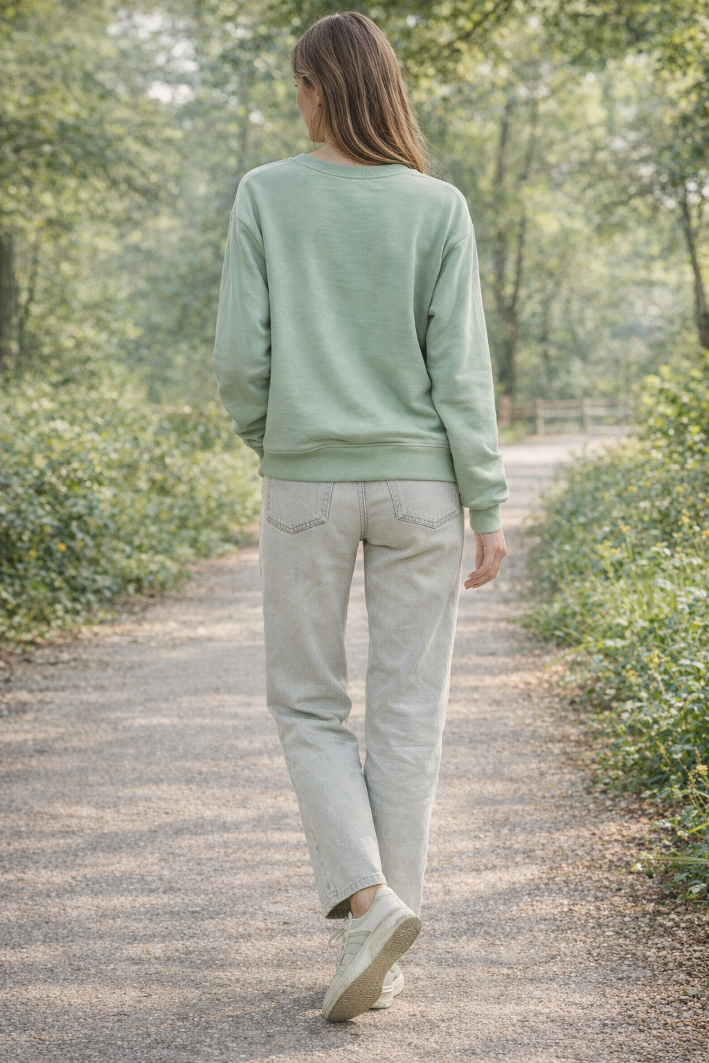 Mint Green Printed Crew Neck Sweatshirt