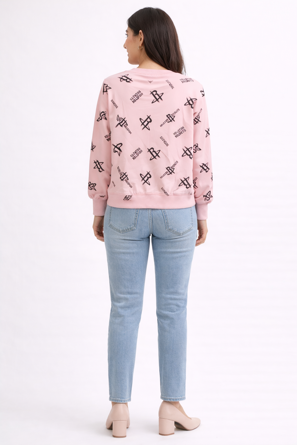 Pink All-Over Print Crewneck Sweatshirt